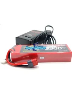 Conjunto de batería y cargador Lipo Stick 3S 11.1V 3300mah 80C Graphene caja dura con conector T-Deans FSC-3S-3300C