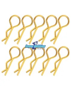 Clips de carrocería rectos coches rc  escala 1/8 - dorados (10 Uds.) Fussion FS-WD024