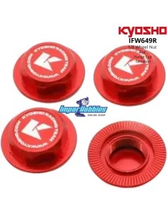 Tuercas rueda seguridad cerradas M12 - 17mm 1/8 serradas rojas (4 Uds.) Kyosho IFW649R