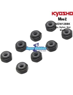 Tuercas de rueda de aluminio - Negras - Kyosho Mini-Z MR-03  / MR-04 / RWD / AWD / Buggy / Crawler MZW128BK - MZW13BK