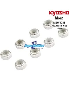 Tuercas de rueda de aluminio - Plata - Kyosho Mini-Z MZW128S